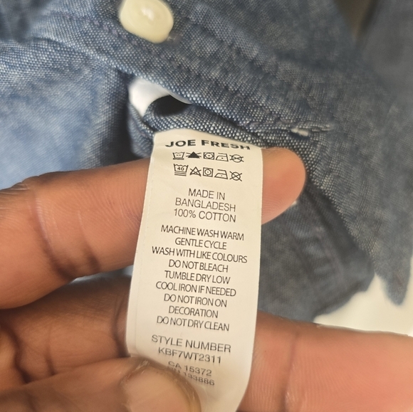 Joe Fresh Denim Shirt Boys Sz XL Blue Button Up Long Sleeve Collared New - Picture 8 of 12